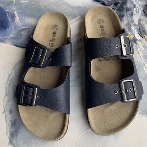 Natural Walk by Livergy Size 9.5 Two Strap Buckle Blue Men’s Slip On Sandals